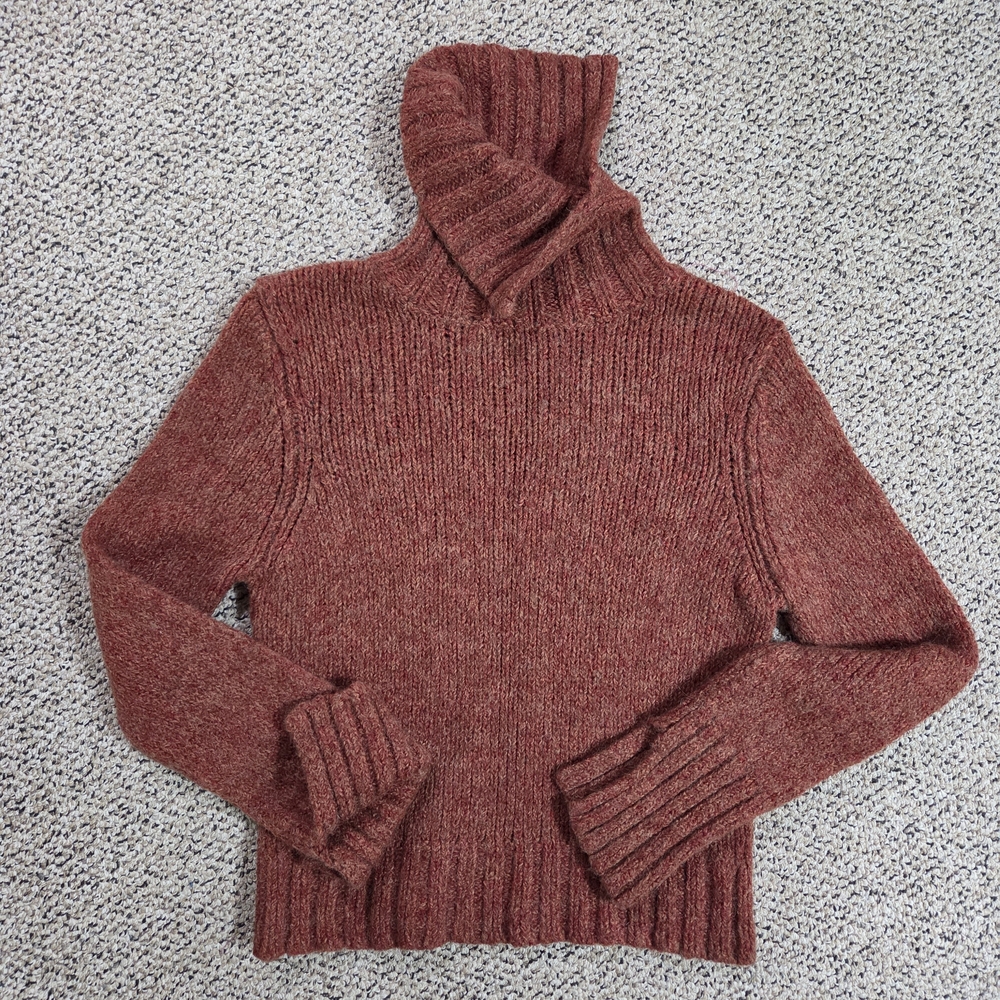 Wool & Alpaca Teenflo🇨🇦 Chunky Marled Knit Sweater EUC Cropped Turtleneck S-M
